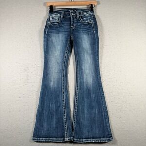 Miss Me Youth Girls Size 8 Angel Wing Sequin Flare Jeans Dark Wash K3671F5R